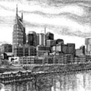 Nashville Skyline Ink Drawing Poster