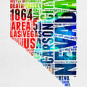 Nevada Watercolor Word Cloud Poster