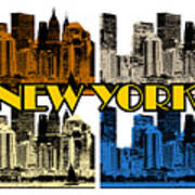 New York 4 Color Poster