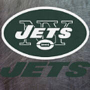 New York Jets On An Abraded Steel Texture Poster
