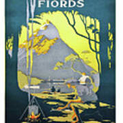 New Zealand, Fiords, Vintage Travel Poster Poster