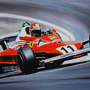 Niki Lauda, Ferrari 312T2 Painting by Artem Oleynik