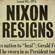 Nixon Resigns Newspaper Headline Poster