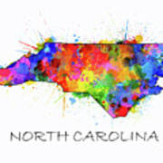 North Carolina Color Splatter Poster
