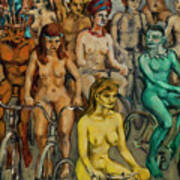 Nude Cyclists With Bodypaint Poster