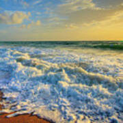 Ocean Waves Sunrise Poster