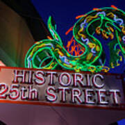 Ogden's Historic 25th Street Neon Dragon Sign Poster