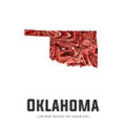 Oklahoma Map Art Abstract In Deep Red Poster