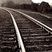 Old Railroad Running Along The Sea Shore Poster