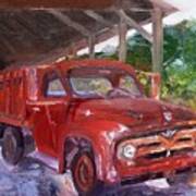 Old Red Truck - Mountain Valley Farms - Ellijay Poster