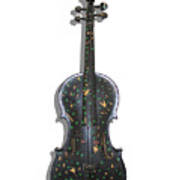 Old Violin With Painted Symbols Poster