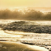 Orange Beach Sunrise With Wave Poster