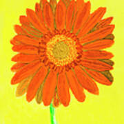 Orange Gerbera On Yellow, Watercolor Poster