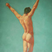 Original Male Nude Oil Painting Gay Boy Art On Linen-0022 Poster