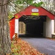 Pa Country Roads - Cabin Run Covered Bridge Over Cabin Run Creek No. 3a - Autumn Bucks County Poster