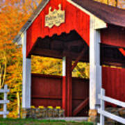 Pa Country Roads - Trostletown Covered Bridge Over Stony Creek No. 6a Close1 - Somerset County Poster
