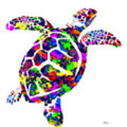 Paint Splatter Sea Turtle Poster