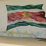 Painted Flag Of Suriname Poster