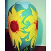 Painted Sunflowers On A Huge Vase Poster