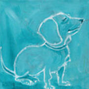 Pale Blue Doxie Poster