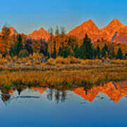 Panoramic Dawn At Schwabacher Landing Poster