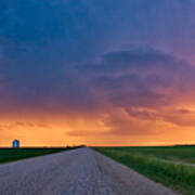 Panoramic Prairie Lightning Storm Poster