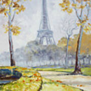 Paris Eiffel Tower From Trocadero Park Poster
