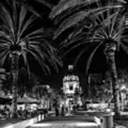 Pasadena City Hall After Dark In Black And White Poster