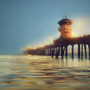 Pastel Evening At Huntington Beach Pier Poster