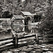Pathway To Marby Mill In Black And White Poster