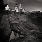 Pemaquid Lighthouse At Dawn Black And White Poster