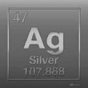 Periodic Table Of Elements - Silver - Ag - Silver On Silver Poster