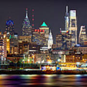 Philadelphia Philly Skyline At Night From East Color Poster