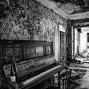 Piano Music And Wine - Abandoned Building Bw Poster