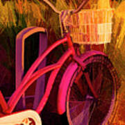 Pink Beach Bike Abstract Poster