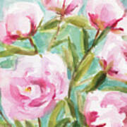 Pink Peony Branches Poster