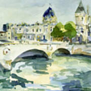 Pont De Change Watercolor Paintings Of Paris Poster