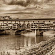 Ponte Vecchio Florence Italy Monotone 7k_dsc2439_09152017 Poster