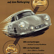 Porsche Nurburgring 1950s Vintage Poster Poster