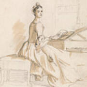 Portrait Of A Lady At A Drawing Table Poster