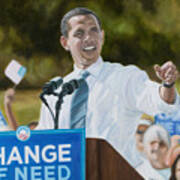 Portrait Of Barack Obama The Change We Need Poster