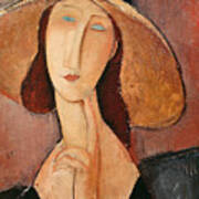 Portrait Of Jeanne Hebuterne In A Large Hat Poster