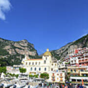 Positano As Viewed From The Beach In Italy Poster