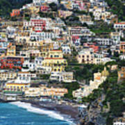 Positano Houses And Beach From Above Poster