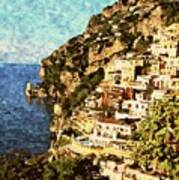 Positano Watercolor Poster