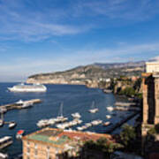Postcard From Sorrento Italy - The Harbor The Boats And The Famous Clifftop Hotels Poster