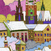 Prague Old Roofs Prague Castle Winter Poster