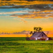 Prairie Farm Sunset Poster