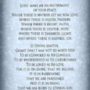 Prayer Of St Francis - Pope Francis Prayer - Blue-grey Parchment Poster
