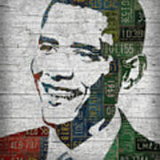 President Barack Obama Portrait United States License Plates Edition Two Poster